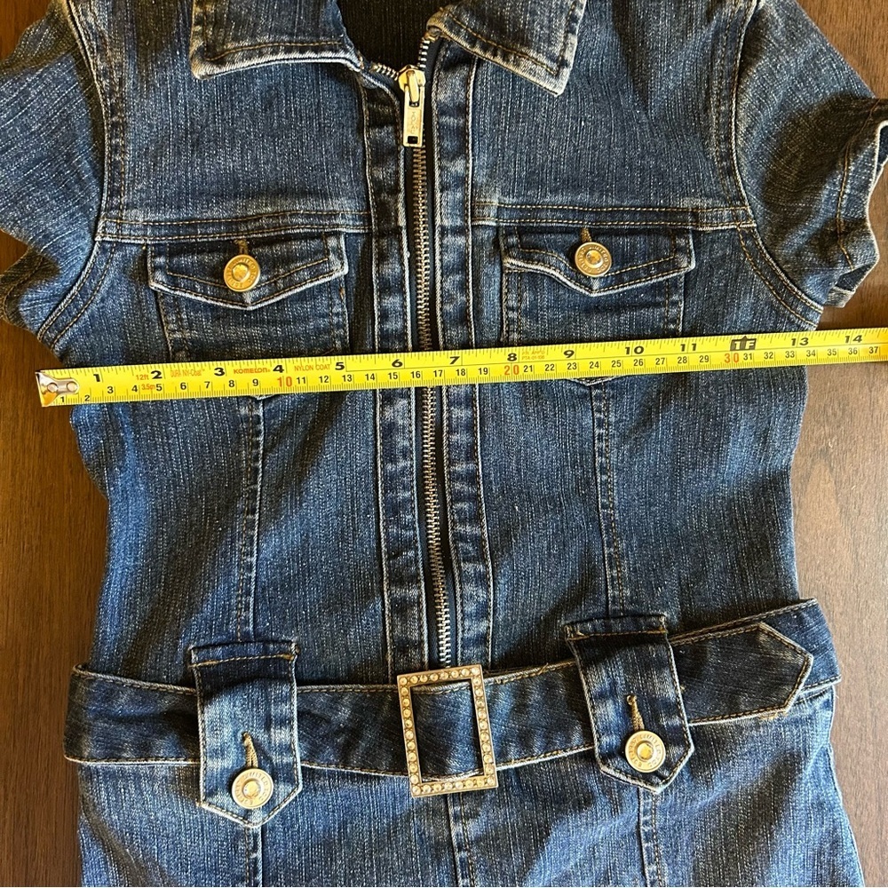 Limited Too Y2K Girls Denim Dress Short Sleeve Size 7 Zip Front Jean Belted - Picture 9 of 12